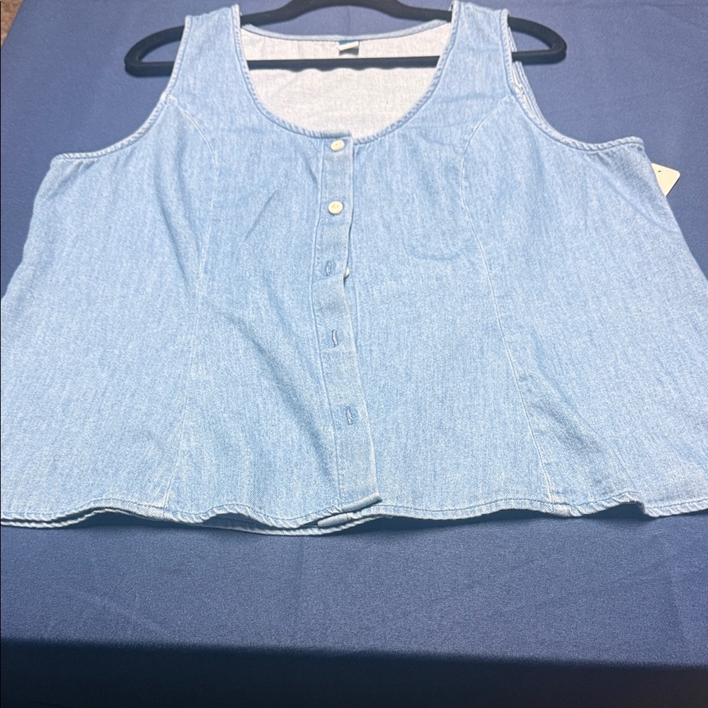 Light Blue Denim Sleeveless Top